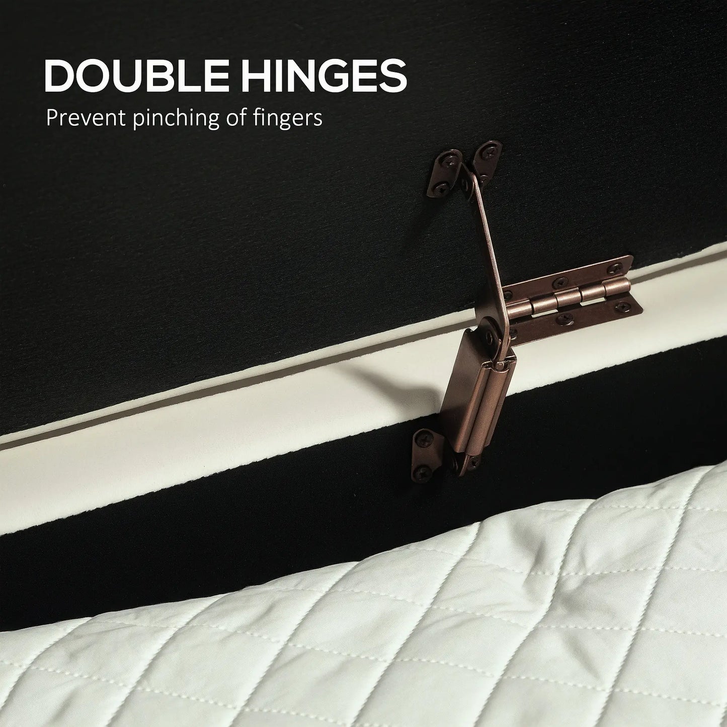 Upholstered Channel Tufted Ottoman Bench, Thick Padding, Metal Legs, Cream White Storage Ottomans & Benches at Gallery Canada