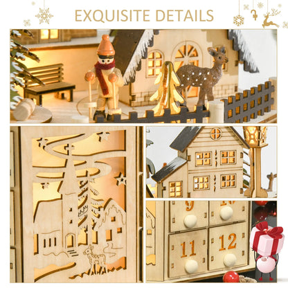 Wooden Christmas Advent Calendar, Lighted 24 Days, Battery Operated, Natural Christmas Advent Calendars at Gallery Canada