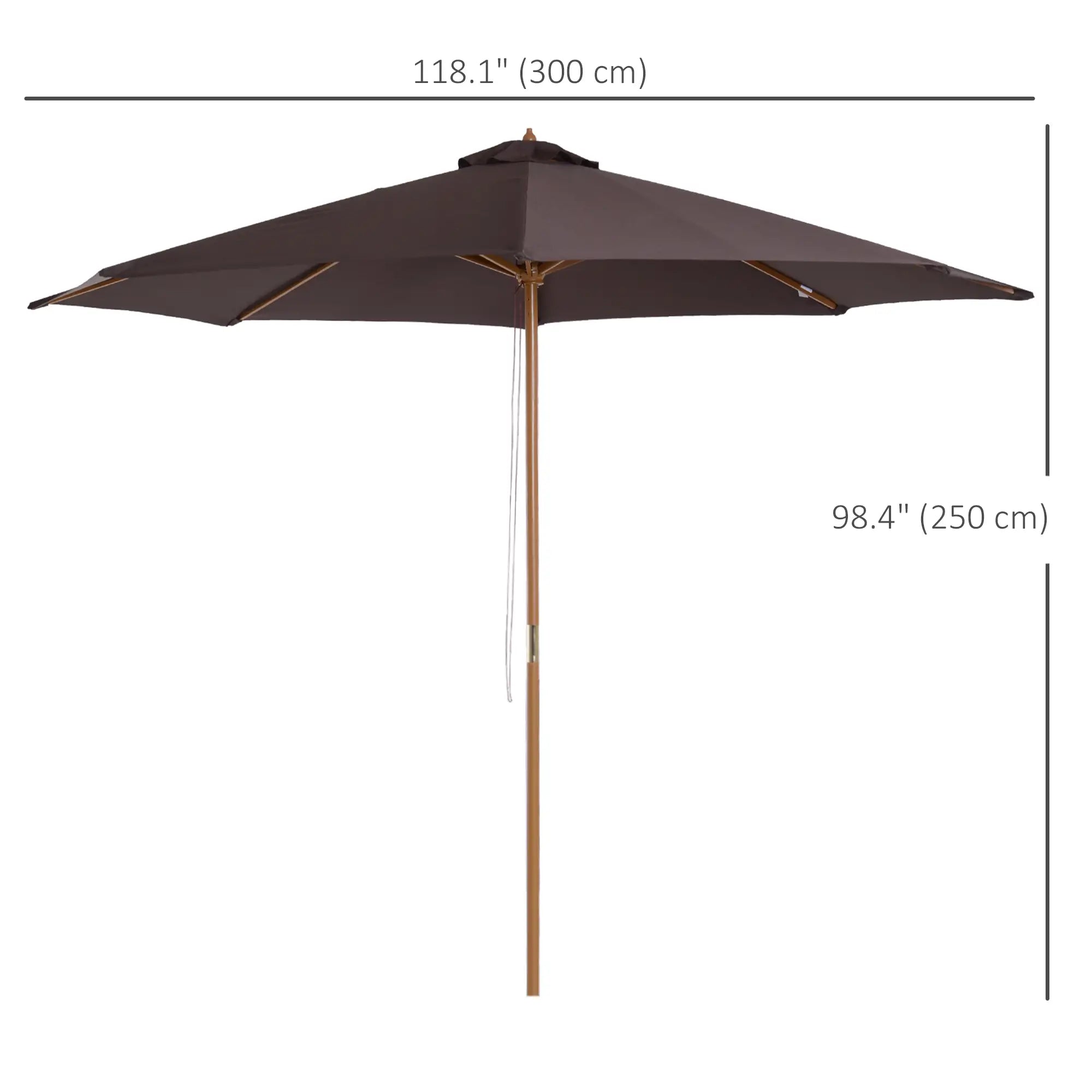 10' x 8' Wooden Patio Umbrella, Outdoor Sunshade Canopy, Bamboo Rib Sun Umbrellas at Gallery Canada