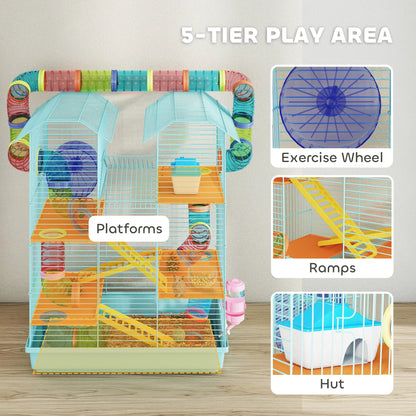18.5" Hamster Cage, 5 Tiers, Tunnel Tube System, Exercise Wheel, Water Bottle, Light Blue Hamster Cages at Gallery Canada
