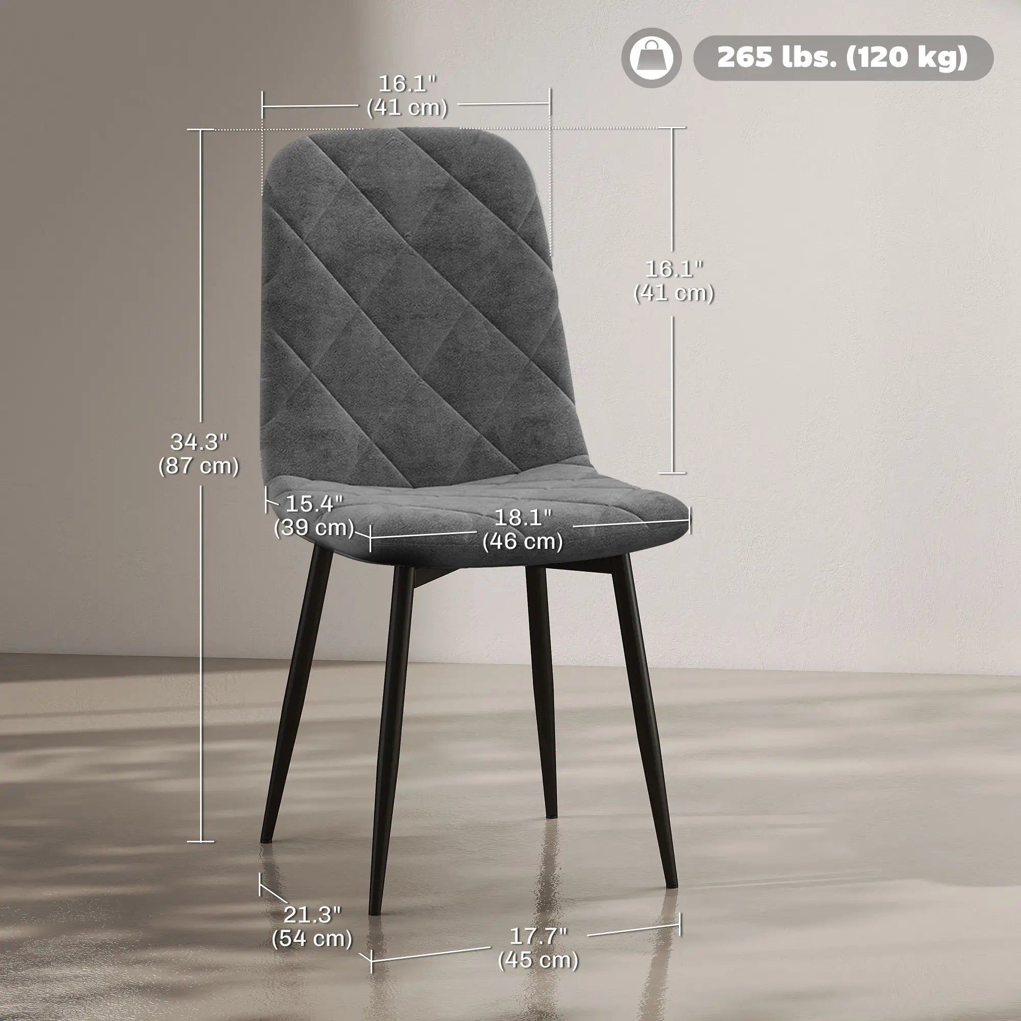 Upholstered Dining Chairs Set of 4, Steel Legs, Modern Kitchen Chairs, Grey Bar Stools at Gallery Canada