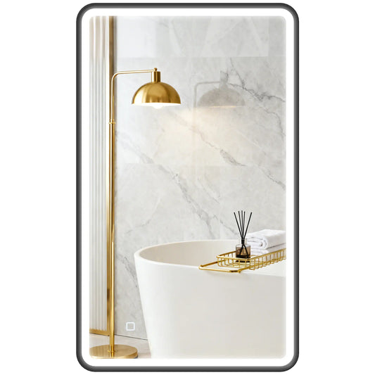 40" x 24" Bath Mirror, LED Lights, Wall Mounted, 3 Colors, Dimmable, Black Bath Accessories Black at Gallery Canada