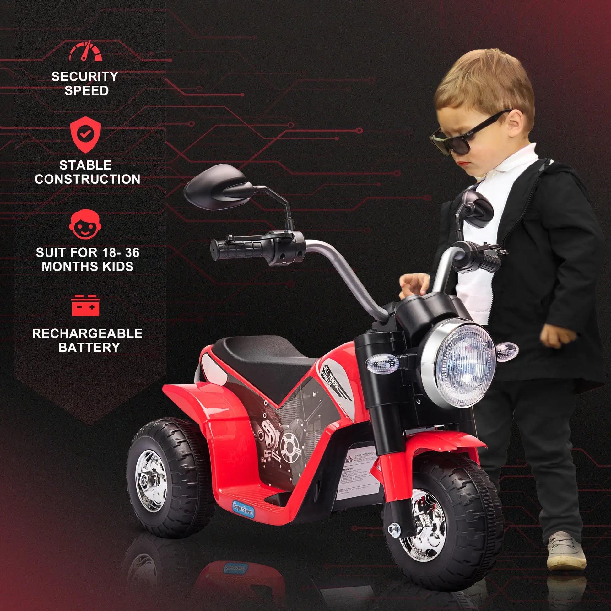 Kids Electric Motorcycle 6V, 18-36 Months, Red Electric Motorcycles at Gallery Canada