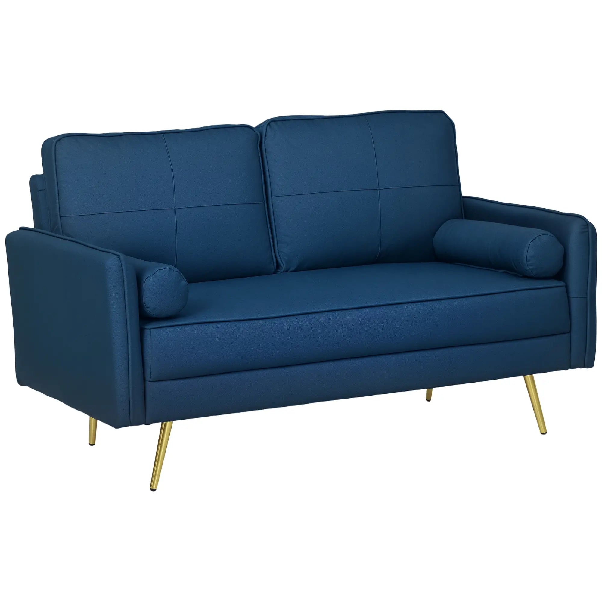 56 Upholstered Loveseat Sofa, 2 Seater with Back Cushions, Blue 2-Seater Sofas at Gallery Canada