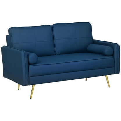 56 Upholstered Loveseat Sofa, 2 Seater with Back Cushions, Blue 2-Seater Sofas at Gallery Canada
