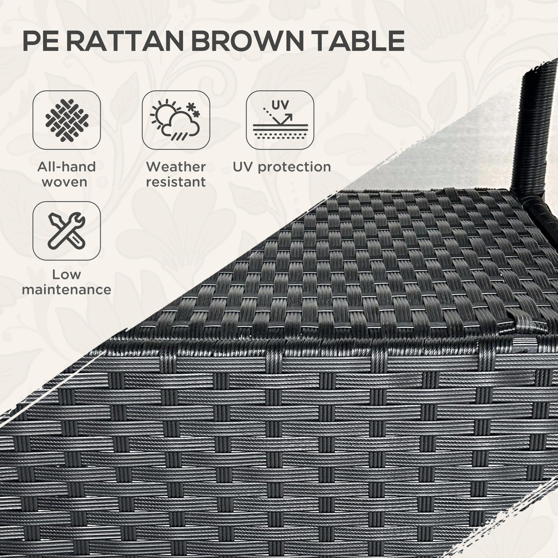 31.5" Outdoor Wicker Dining Table, PE Rattan, Metal Frame, Glass Top, Black Patio Dinning Tables at Gallery Canada