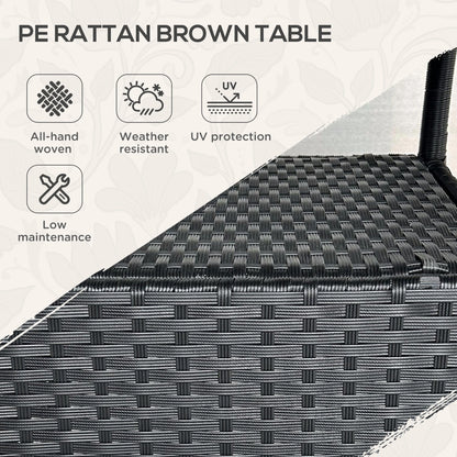 31.5" Outdoor Wicker Dining Table, PE Rattan, Metal Frame, Glass Top, Black Patio Dinning Tables at Gallery Canada