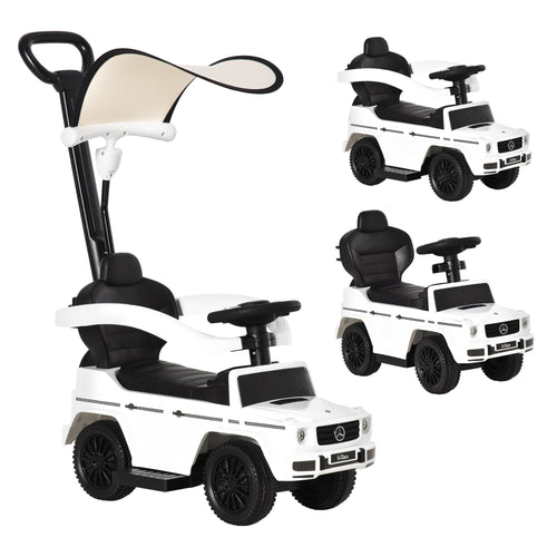 Compatible Ride-on Sliding Car G350 Walker Foot to Floor Slider Stroller Toddler Vehicle Push-Along with Horn Steering Wheel NO POWER Manual Under Seat Storage Safe Design, White