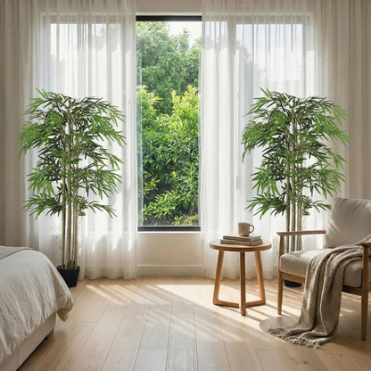 5FT Artificial Bamboo Tree Set, 1095 Leaves, Nursery Pot, Green Artificial Trees at Gallery Canada