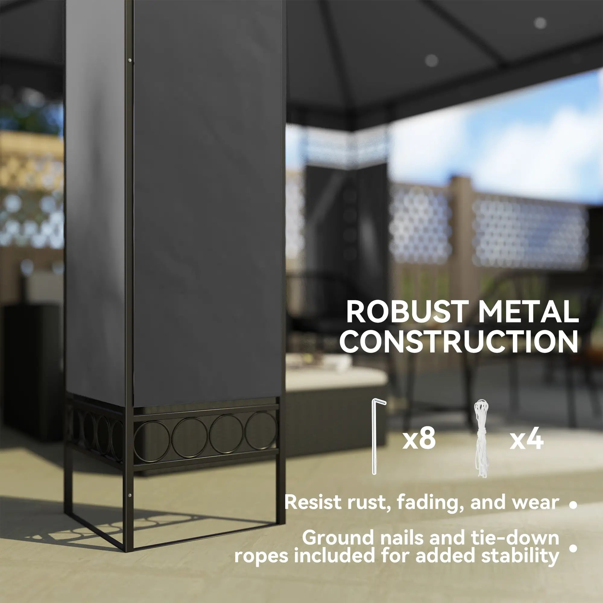 10 x 10 FT Canopy Gazebo, Double Roof With Screen Panels, Dark Grey Gazebos at Gallery Canada