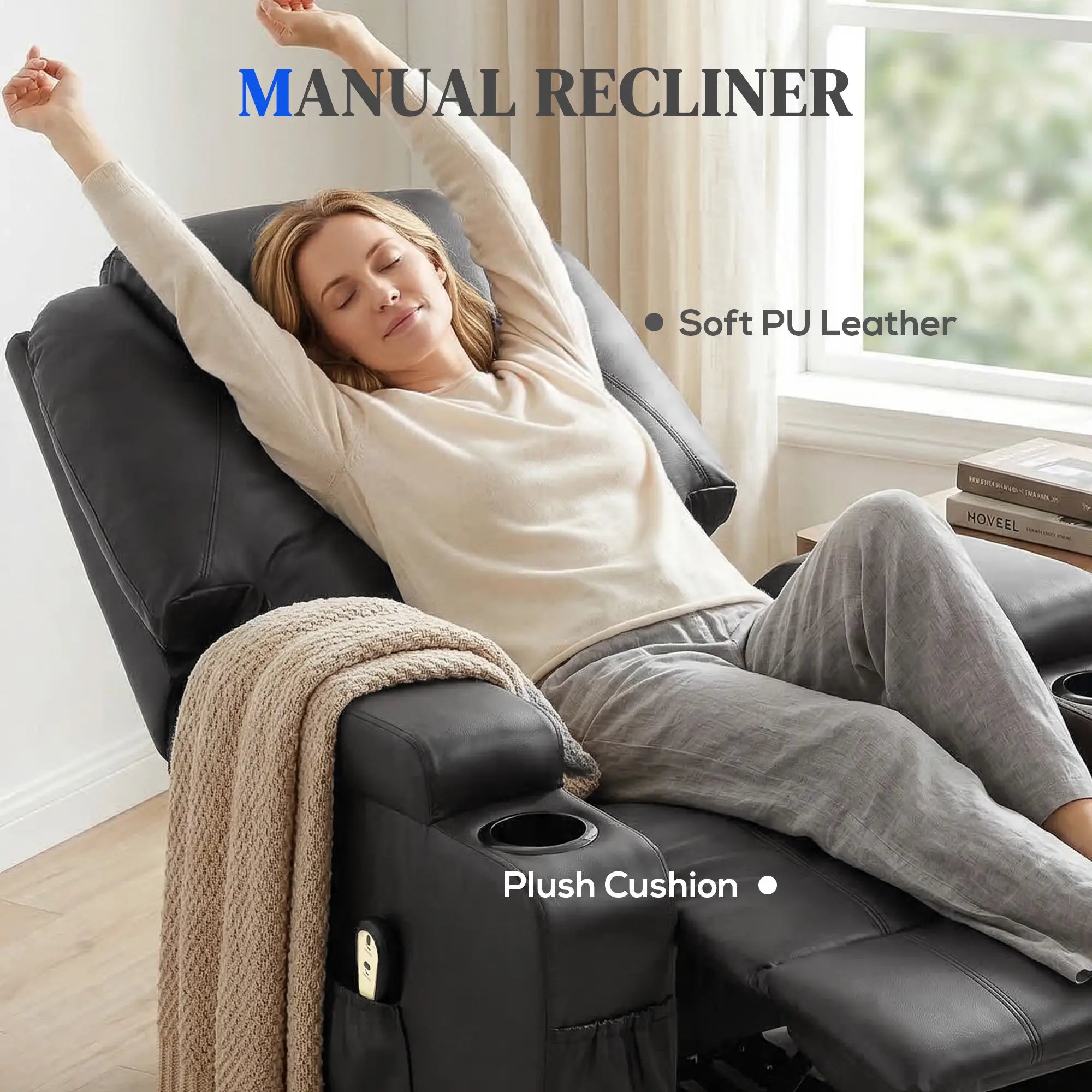 Power Lift Recliner Chair for Elderly, PU Leather, Black Electric Power Lift Chairs at Gallery Canada