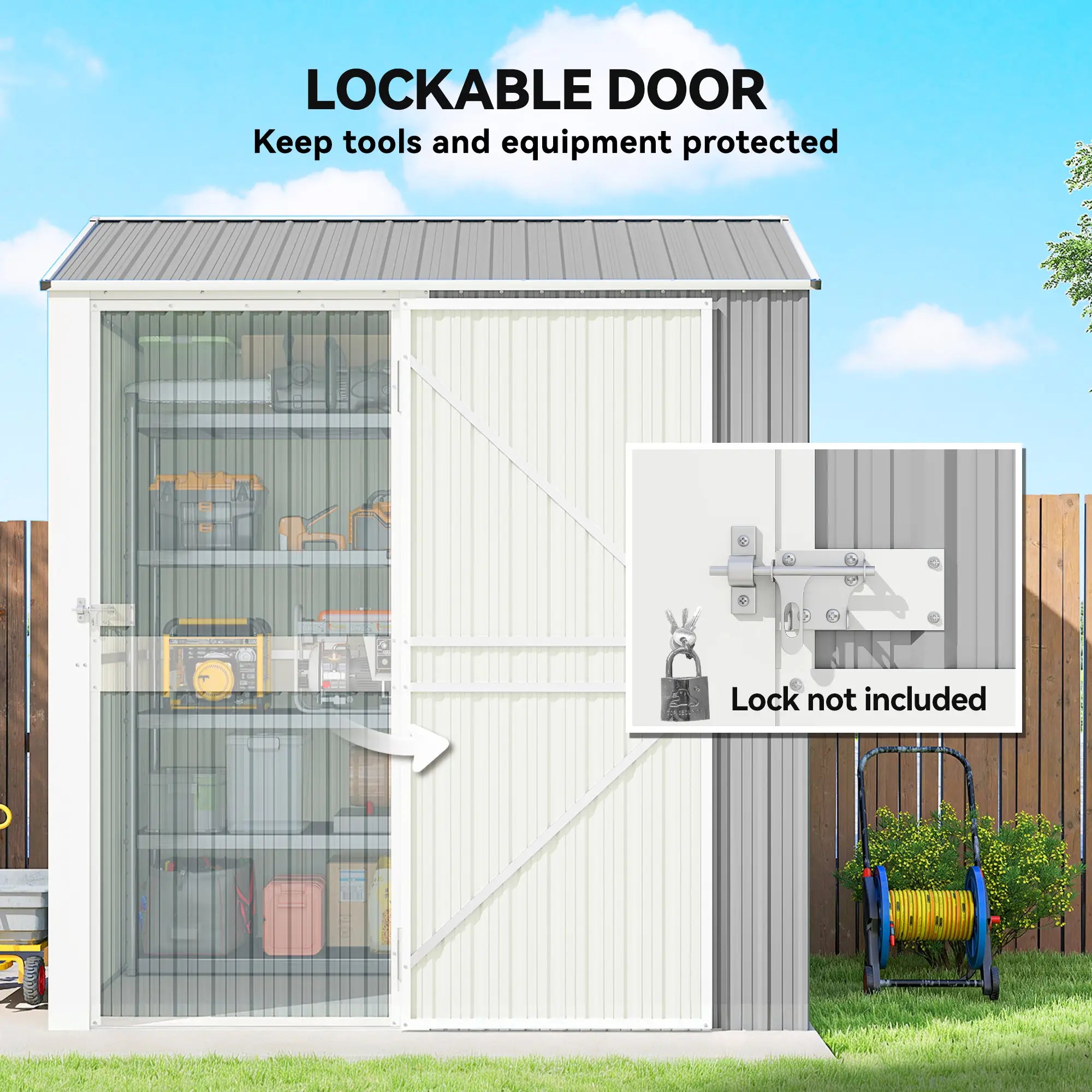 7' x 6' Tall Outdoor Storage Shed, Waterproof Metal Garden Shed, Silver Grey Sheds at Gallery Canada