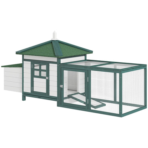 77 Chicken Coop, Rabbit Hutch, Poultry Cage, Outdoor, Green
