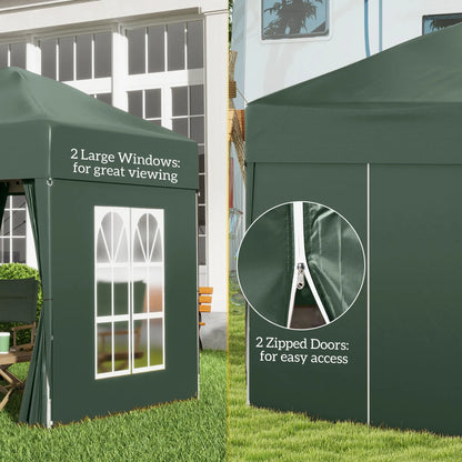 6.6'x6.6' Pop Up Canopy Tent, with Sidewalls, Carry Bag, Green Pop Up Canopies at Gallery Canada