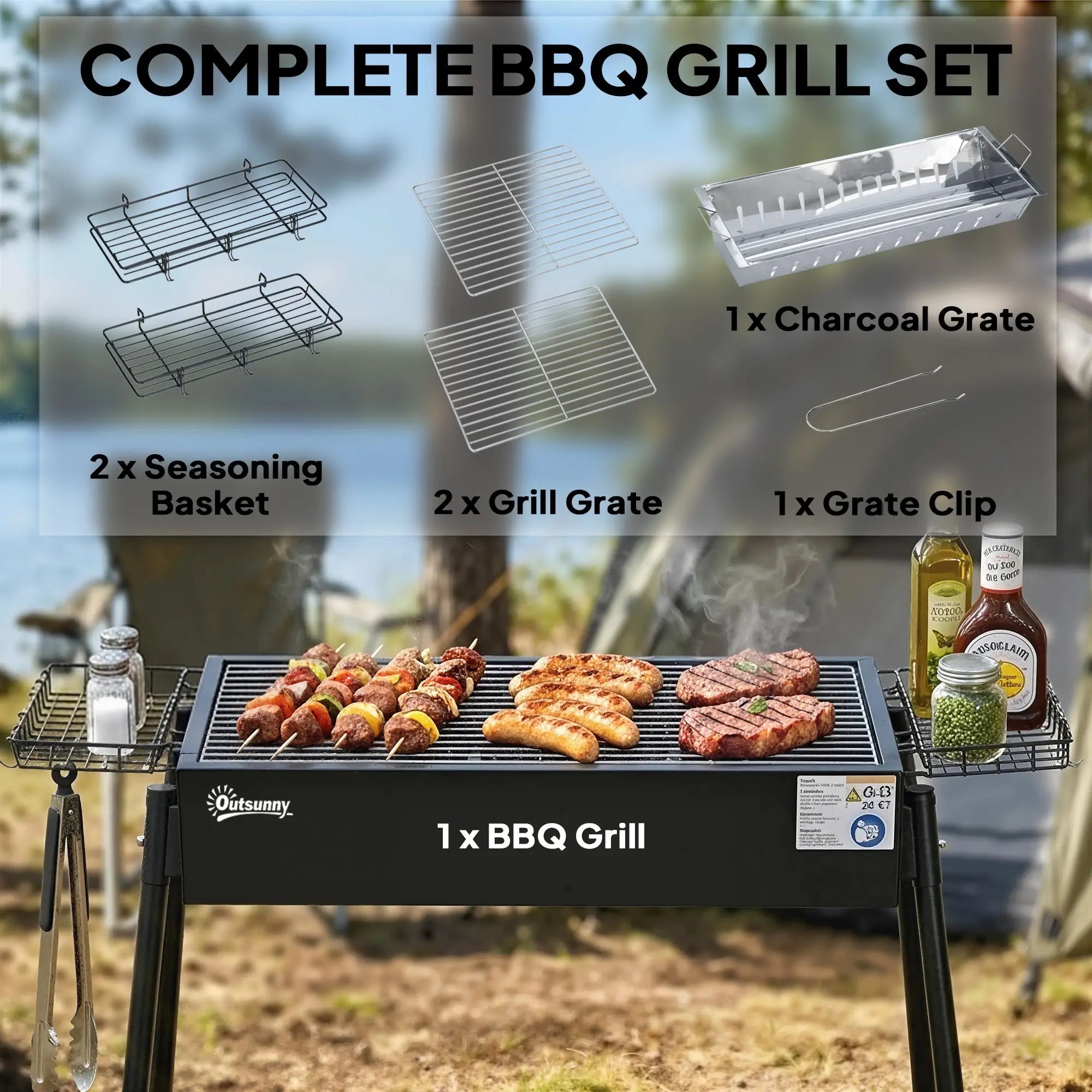 Portable Charcoal Grill With Side Baskets, Hooks, Nets, Black Charcoal BBQ Grils at Gallery Canada