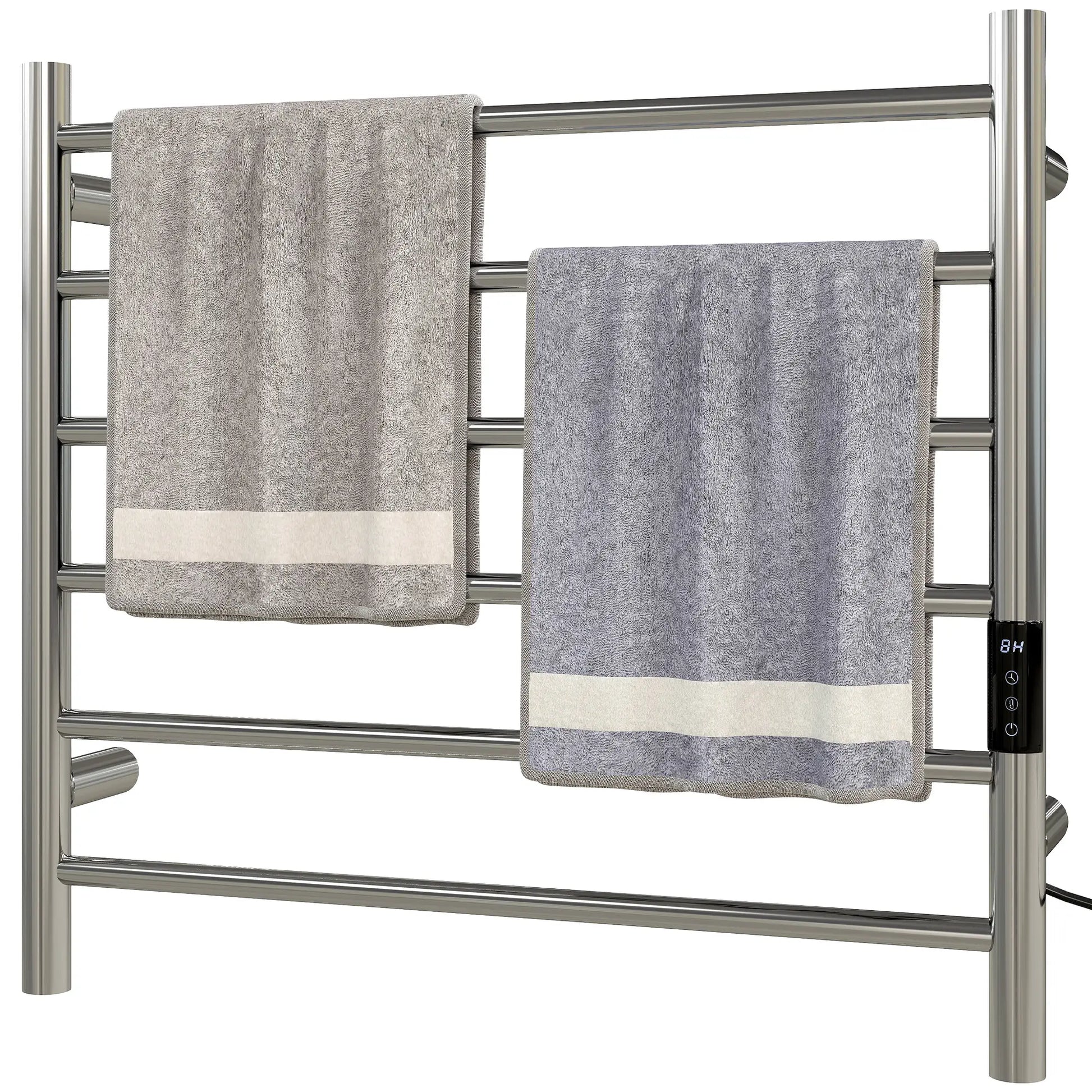Stainless Steel Smart WiFi Towel Warmer, Wall Mounted, 6 Bars, Adjustable Temperature, Silver Bath Accessories Silver at Gallery Canada