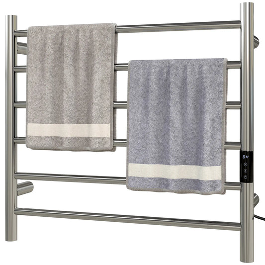 Stainless Steel Smart WiFi Towel Warmer, Wall Mounted, 6 Bars, Adjustable Temperature, Silver Bath Accessories Silver at Gallery Canada