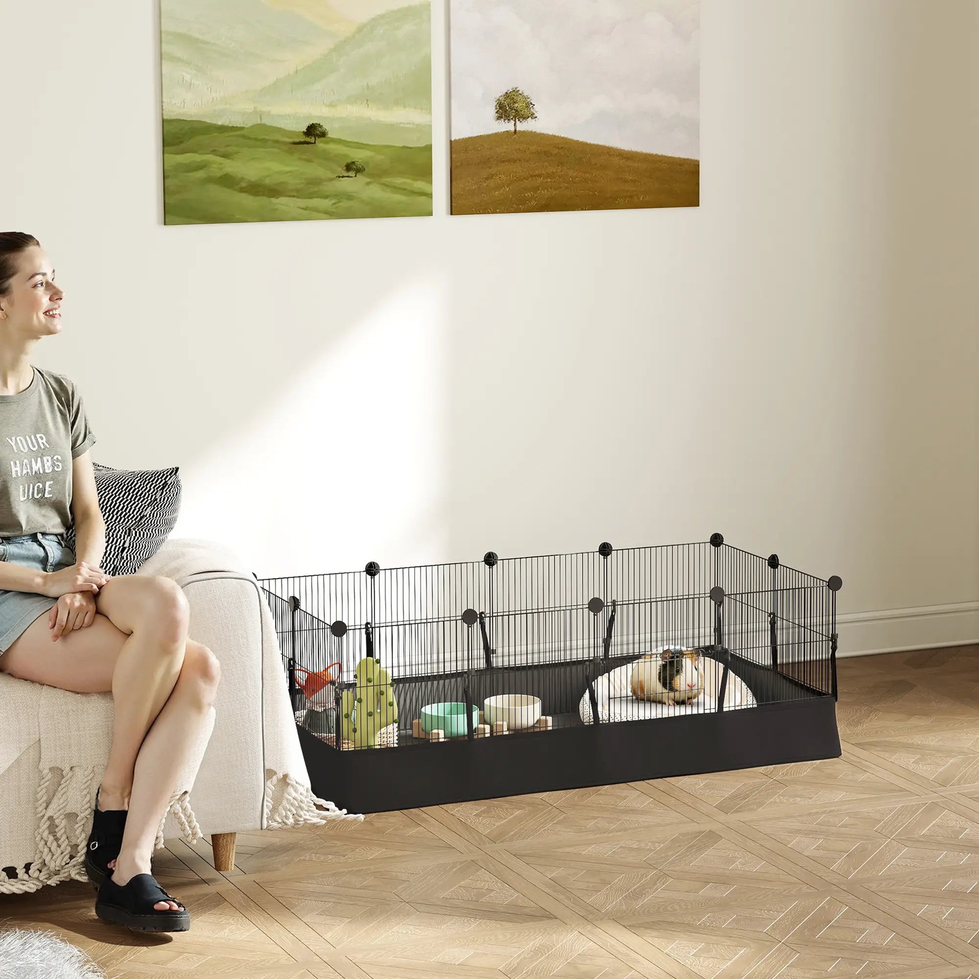 Small Animal Cage Waterproof Mat, DIY Playpen, 12 Panels, Black Houses & Habitats at Gallery Canada