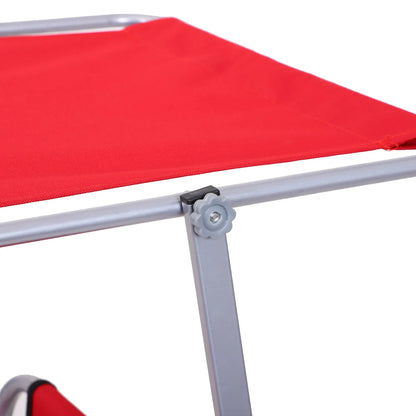 Adjustable Folding Chaise Lounge, Outdoor Tanning Chair with Sun Shade, Red Lounger Chairs at Gallery Canada