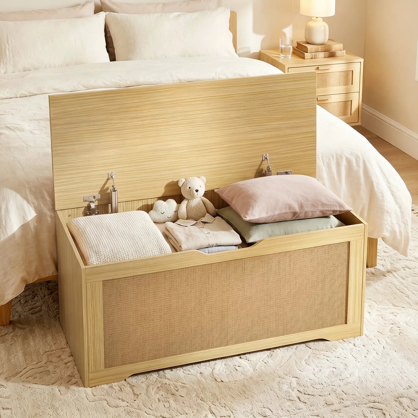 Storage Chest with Lift Top Storage Chest with Safety Hinges 39.4" Oak