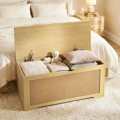 Storage Chest with Lift Top Storage Chest with Safety Hinges 39.4" Oak