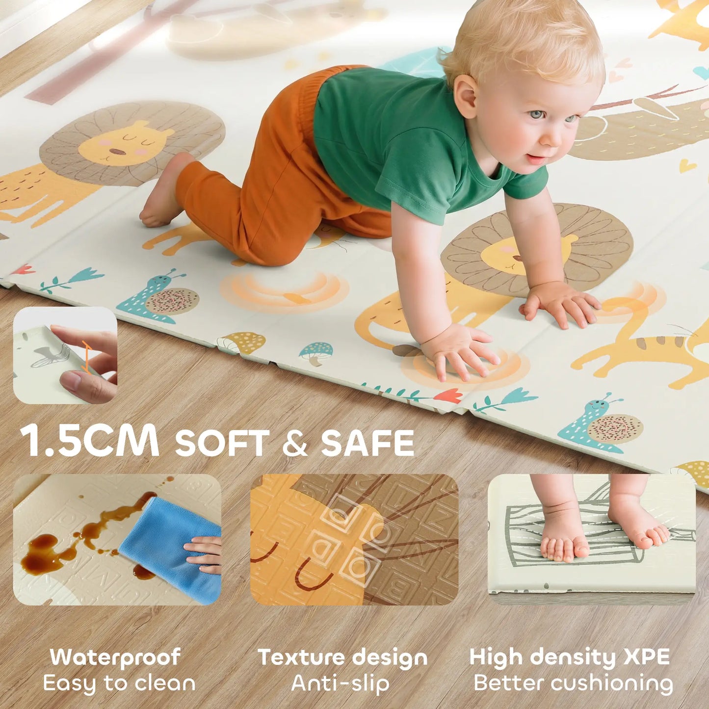 Double Sided Baby Play Mat, Reversible Waterproof, Animal Theme Kids Gym & Playmats at Gallery Canada