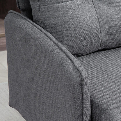 Modern 55" Loveseat, Fabric Sofa, Button Tufted Back, Steel Legs, Dark Grey 2-Seater Sofas at Gallery Canada