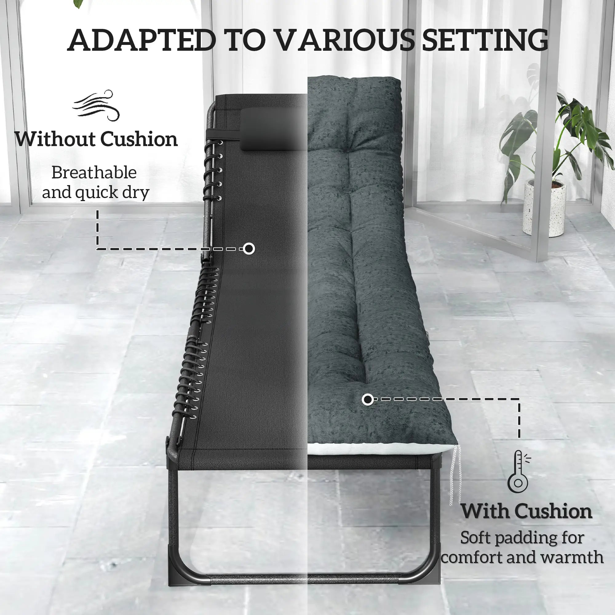 Outdoor Folding Lounge Chair Set, 2 Pack, Black/Grey Lounger Chairs at Gallery Canada