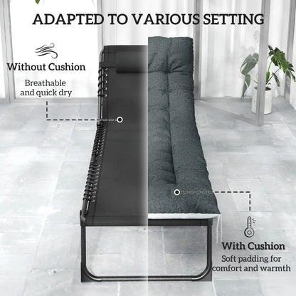 Outdoor Folding Lounge Chair Set, 2 Pack, Black/Grey Lounger Chairs at Gallery Canada