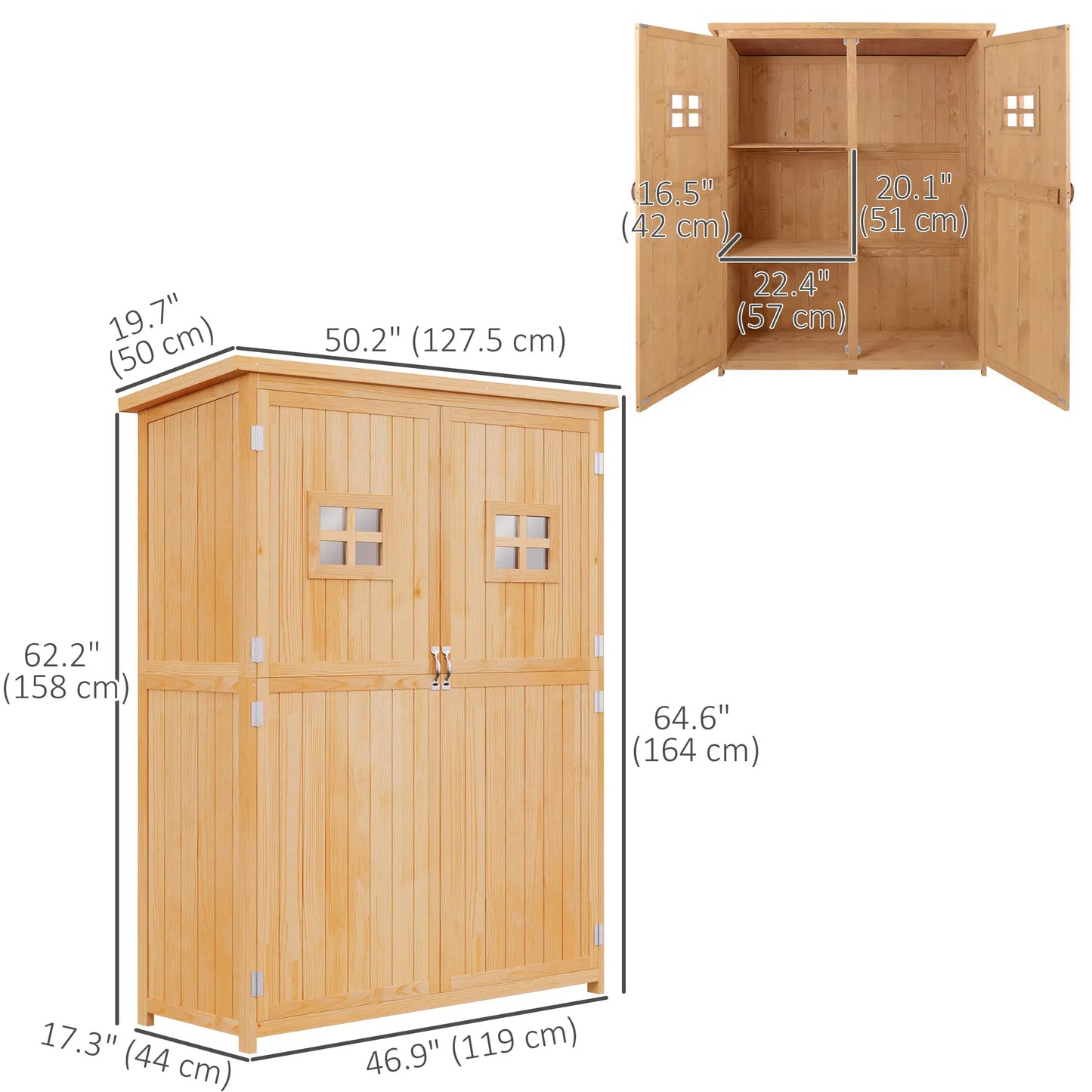 4x1.5ft Wooden Garden Storage Shed, Outdoor Tool Cabinet, Double Door Sheds at Gallery Canada
