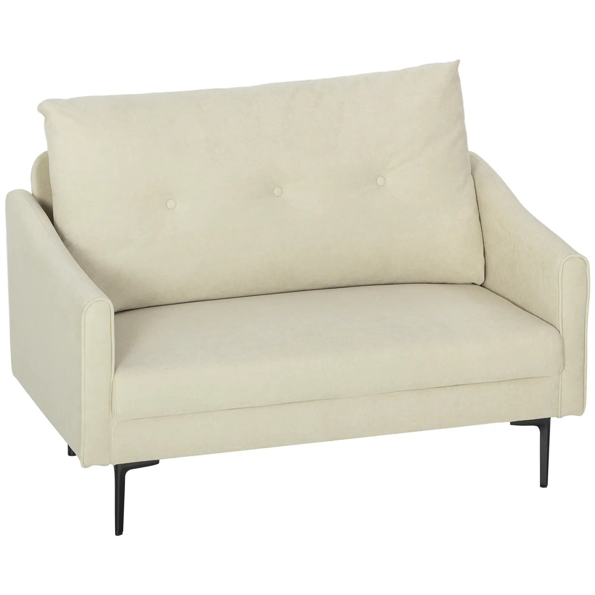 Small 2 Seater Sofa, High-Resilience Foam, Button Tufted, Cream White 2-Seater Sofas at Gallery Canada