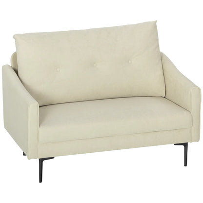 Small 2 Seater Sofa, High-Resilience Foam, Button Tufted, Cream White 2-Seater Sofas at Gallery Canada