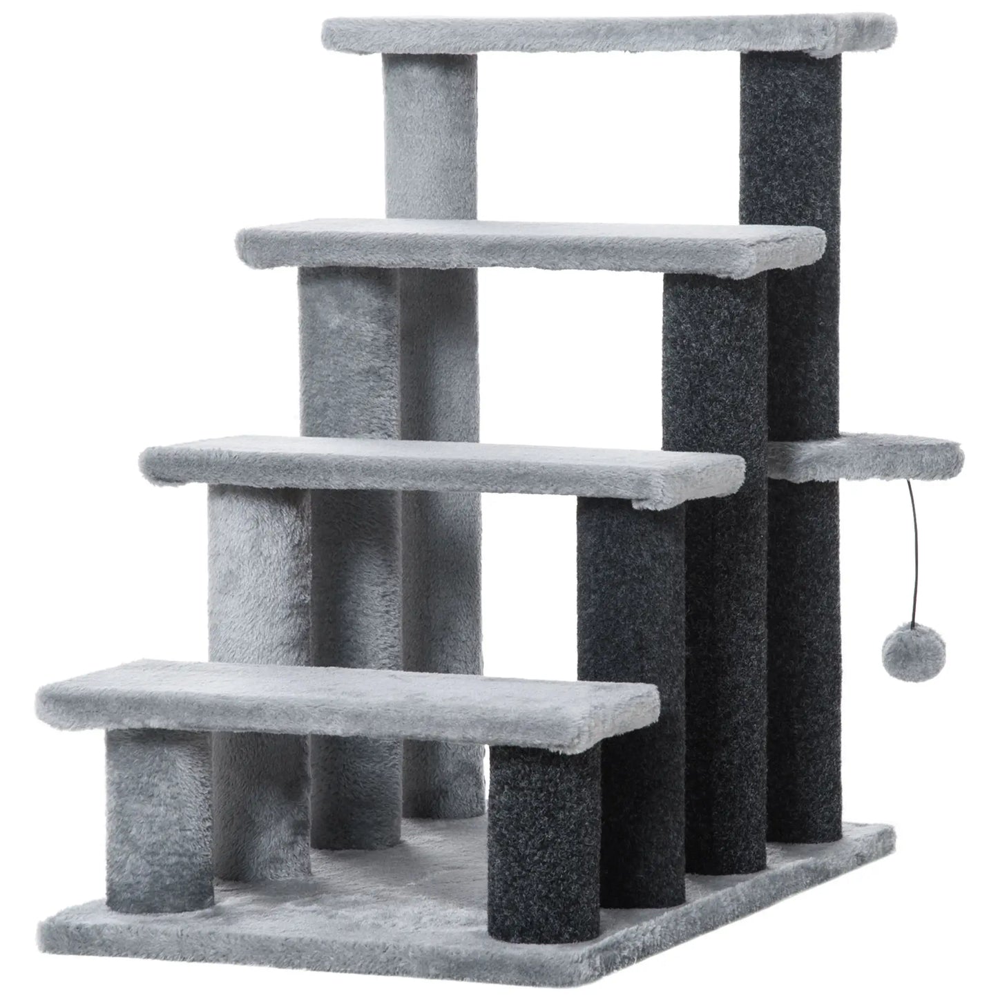 Cat Stairs, 4 Steps, Small Cat Tree with Scratching Posts, 23.5" x 16" x 25" Cat Stairs Light Grey, Black at Gallery Canada