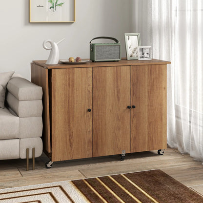 Sewing Machine Table, Drop Leaf, 2 Doors, Adjustable Shelf, Brown Sewing Cabinets at Gallery Canada