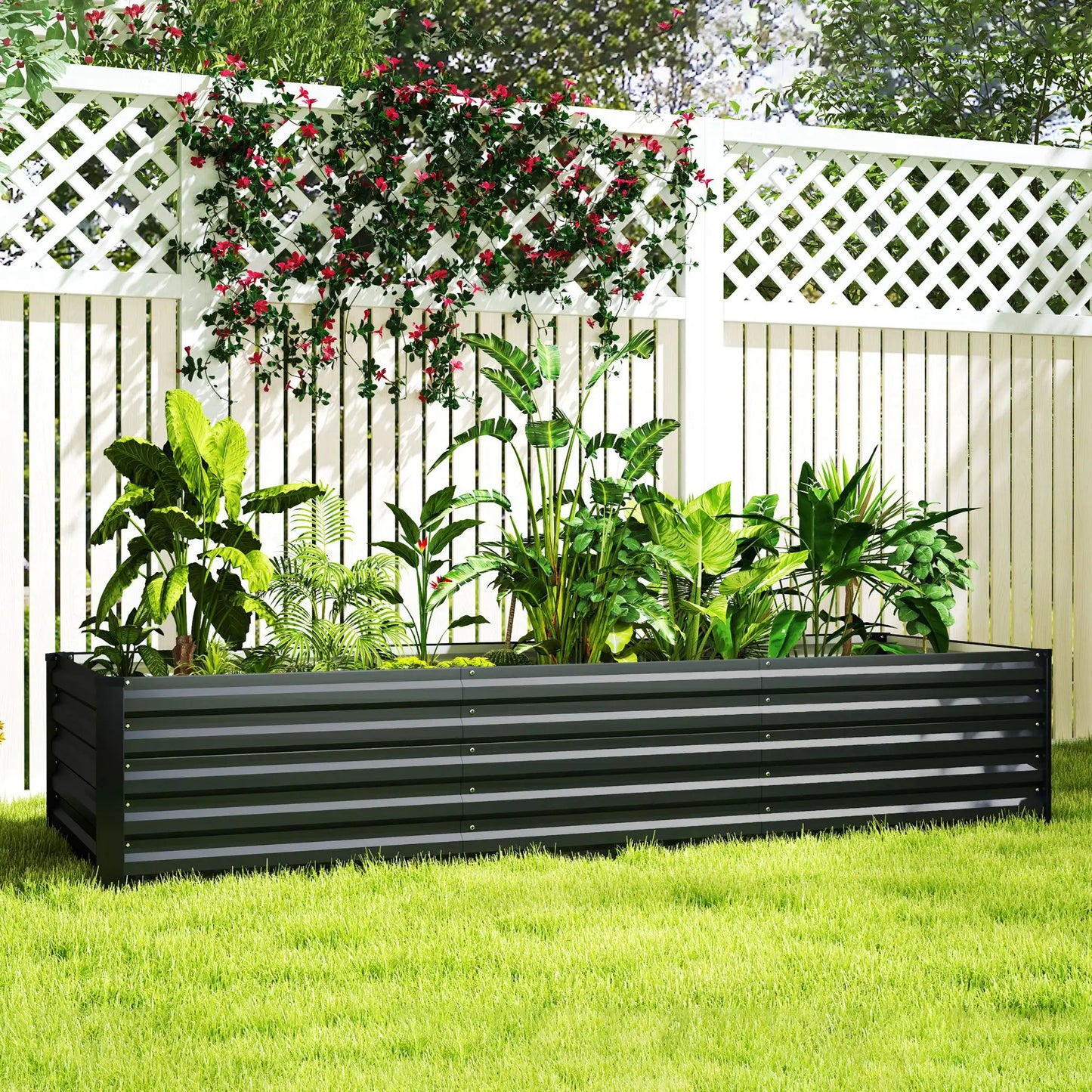 8x2.6x1.5ft Galvanized Raised Garden Bed, Outdoor Planter Box, Dark Grey Raised Garden Beds at Gallery Canada