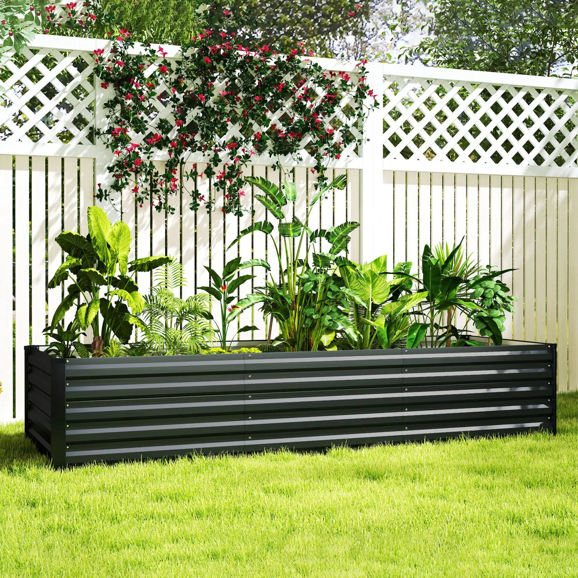 8x2.6x1.5ft Galvanized Raised Garden Bed, Outdoor Planter Box, Dark Grey Raised Garden Beds at Gallery Canada