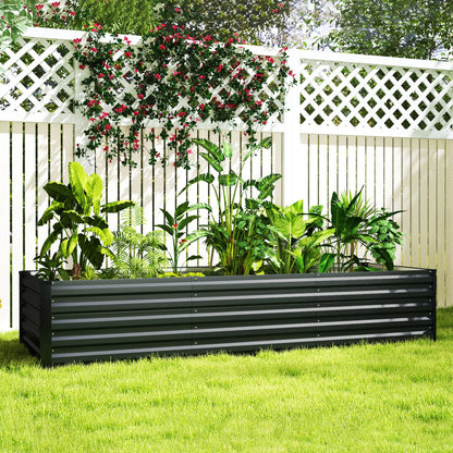8x2.6x1.5ft Galvanized Raised Garden Bed, Outdoor Planter Box, Dark Grey Raised Garden Beds at Gallery Canada