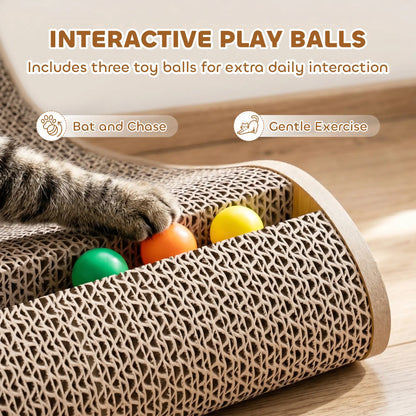 2PCS Planche à gratter pour chat en forme de L avec 3 balles jouets, herbe à chat, noir