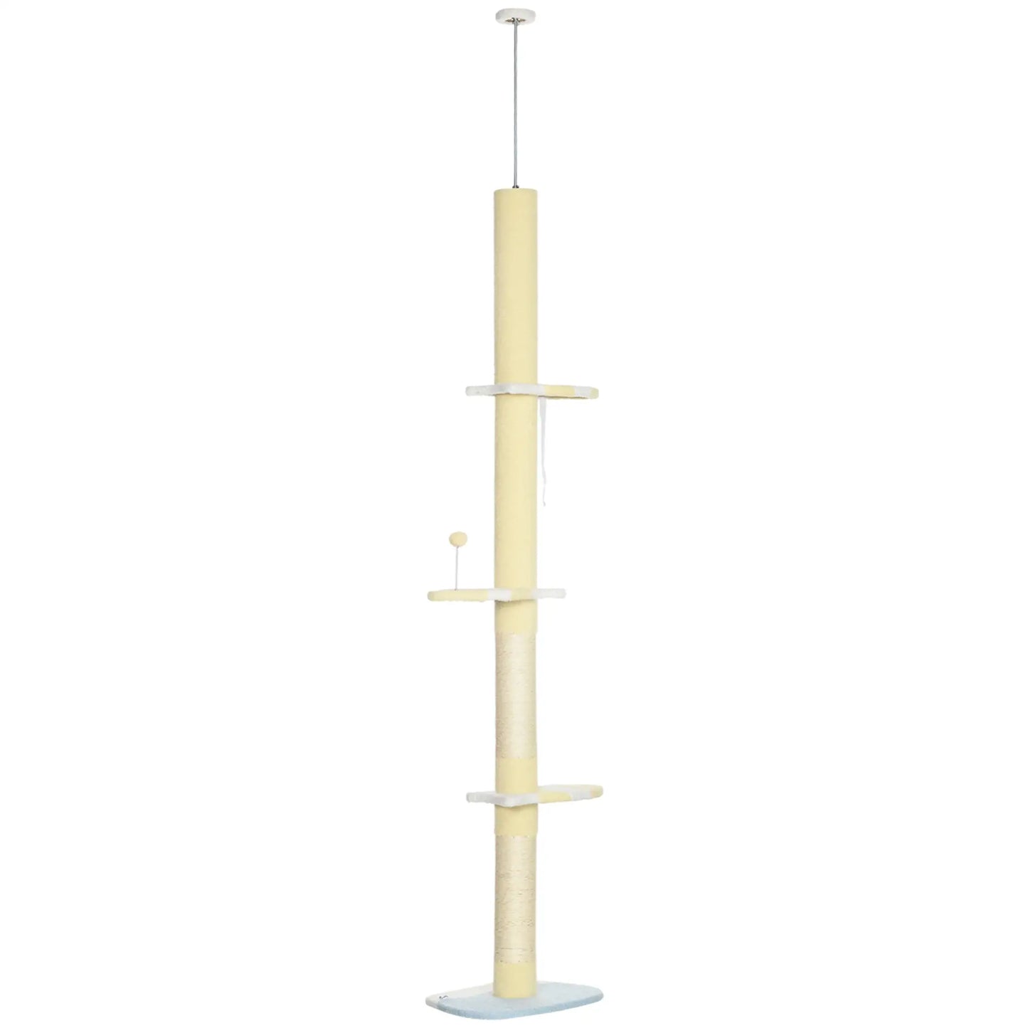87"-102" Cat Tree, Sisal Scratching Posts, Anti-Tip Kit, Yellow Floor to Ceiling Cat Trees Yellow, white and blue at Gallery Canada