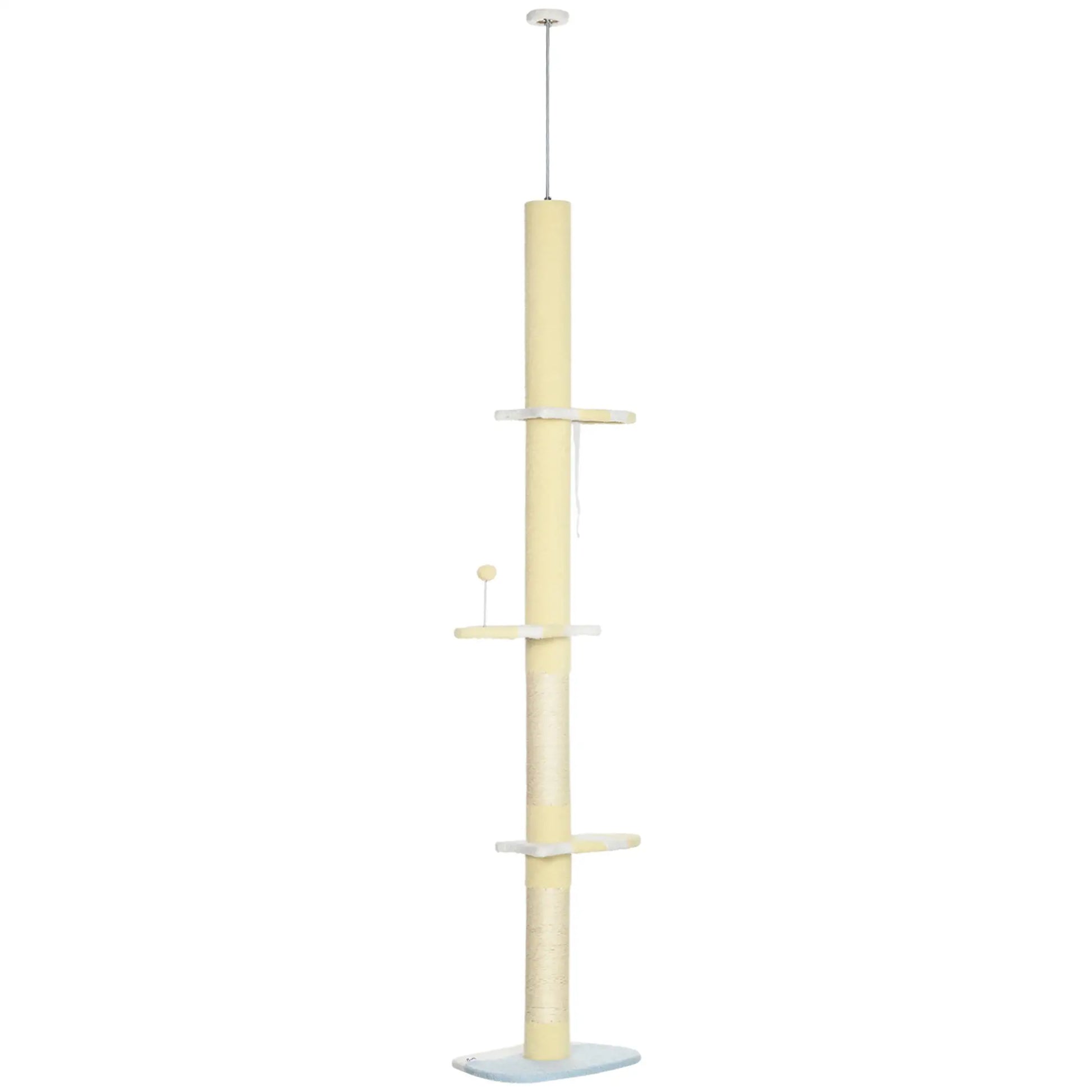 87"-102" Cat Tree, Sisal Scratching Posts, Anti-Tip Kit, Yellow Floor to Ceiling Cat Trees Yellow, white and blue at Gallery Canada