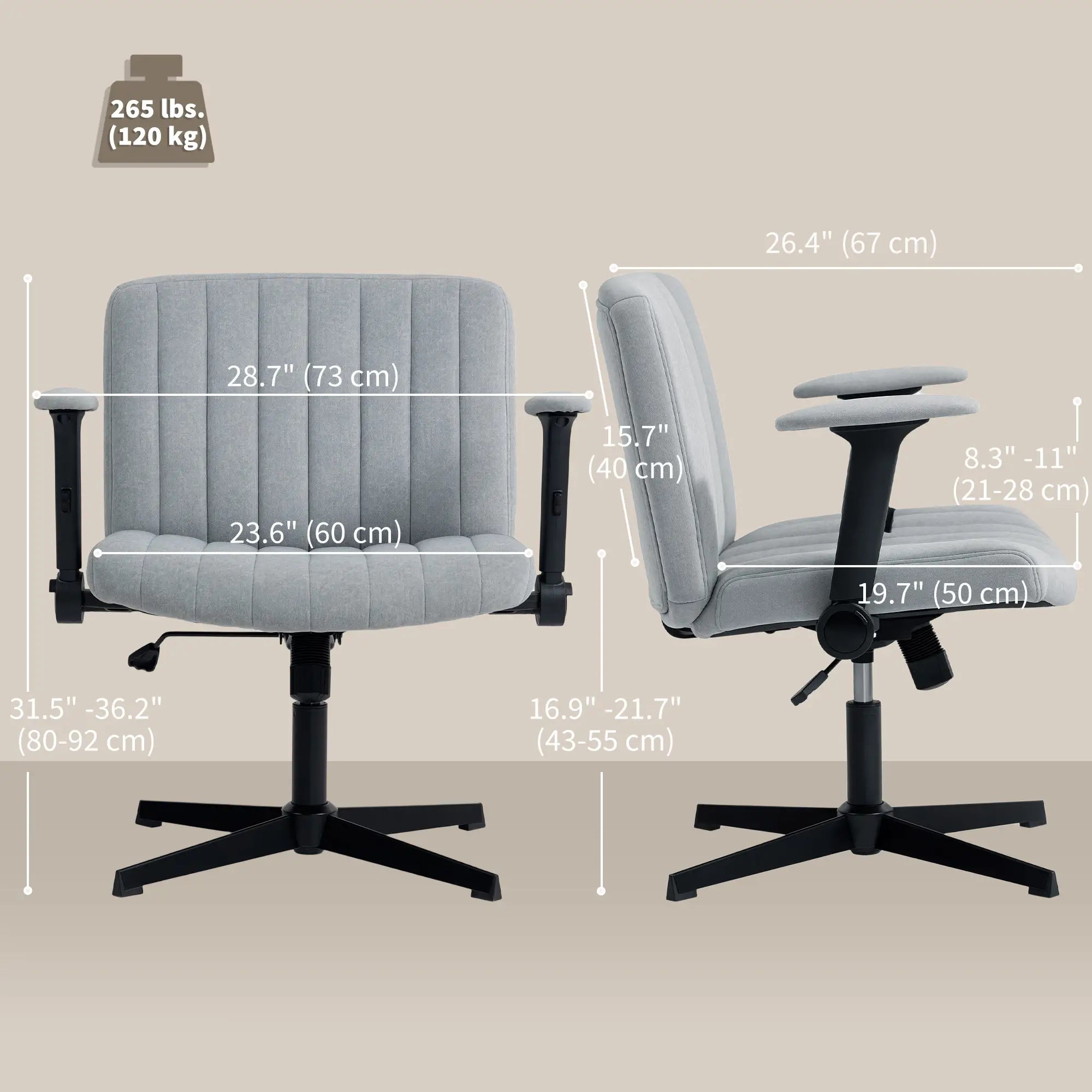 Criss Cross Chair, Flip-up Armrests, Adjustable Height, Tilting, No Wheels, Grey Task Chairs at Gallery Canada