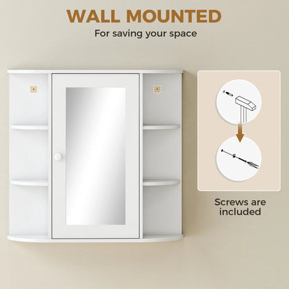Mirrored Bathroom Wall Cabinet, Wall Mounted, With Door & Shelves, White Mirror Medicine Cabinets at Gallery Canada