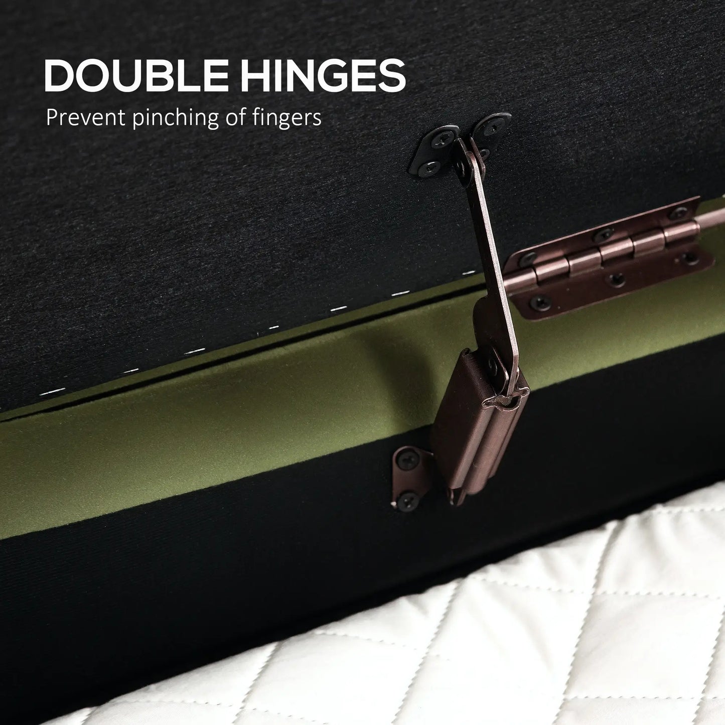 Upholstered Channel Tufted Ottoman Bench, Dark Green Storage Ottomans & Benches at Gallery Canada