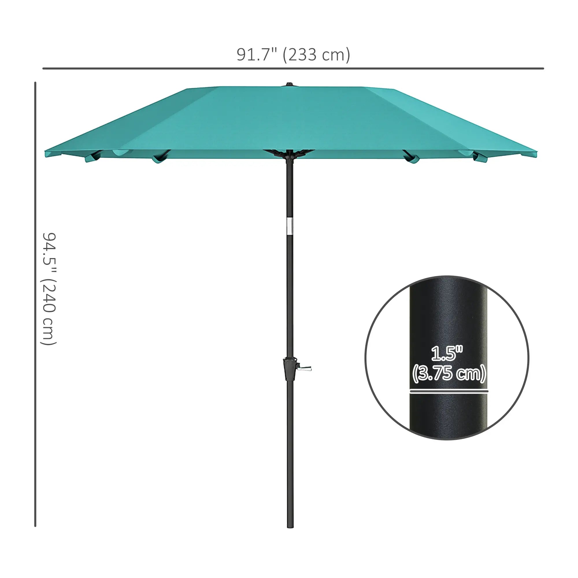 7.6FT Aluminum Patio Umbrella, 8 Ribs, Crank Tilt, Sky Blue Sun Umbrellas at Gallery Canada