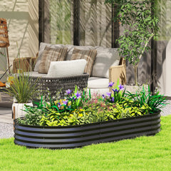 Large Outdoor Planter Box, 7' x 3' x 1', Galvanized Raised Garden Bed, Black