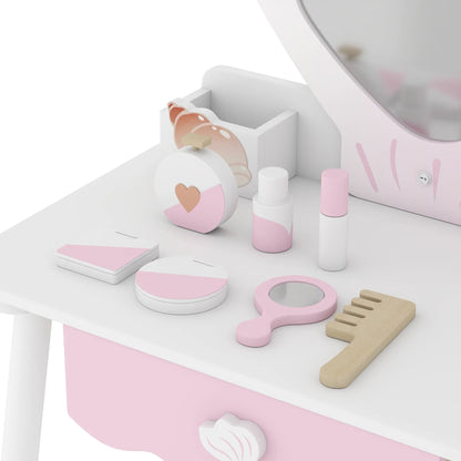 Kids Vanity Set with Lights, Mirror, Stool, Accessories for 3-8 Years, Pink Toy Vanity at Gallery Canada