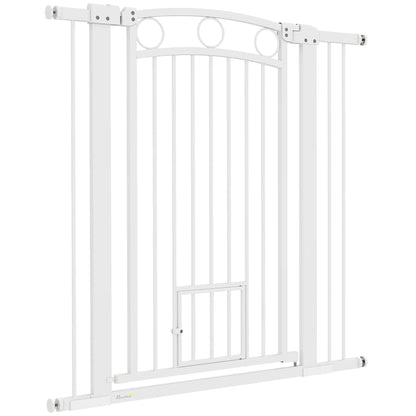 42" Extra Tall Dog Gate With Cat Door, 2 Extension Kits, 30"-41" Width Houses, Kennels & Pens White at Gallery Canada