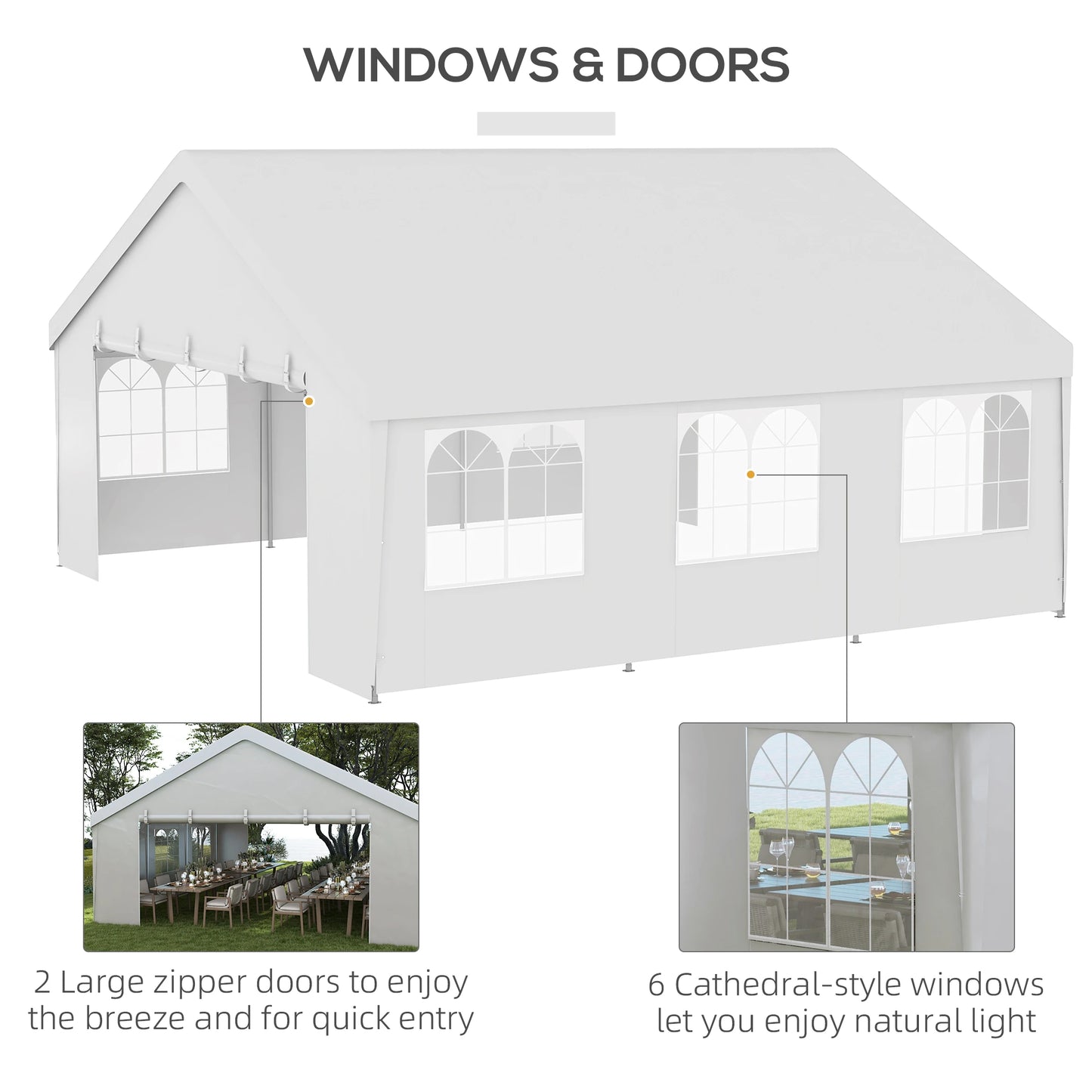 Heavy Duty Party Tent, 19.5' x 19', Large Canopy, White Canopy Tents at Gallery Canada