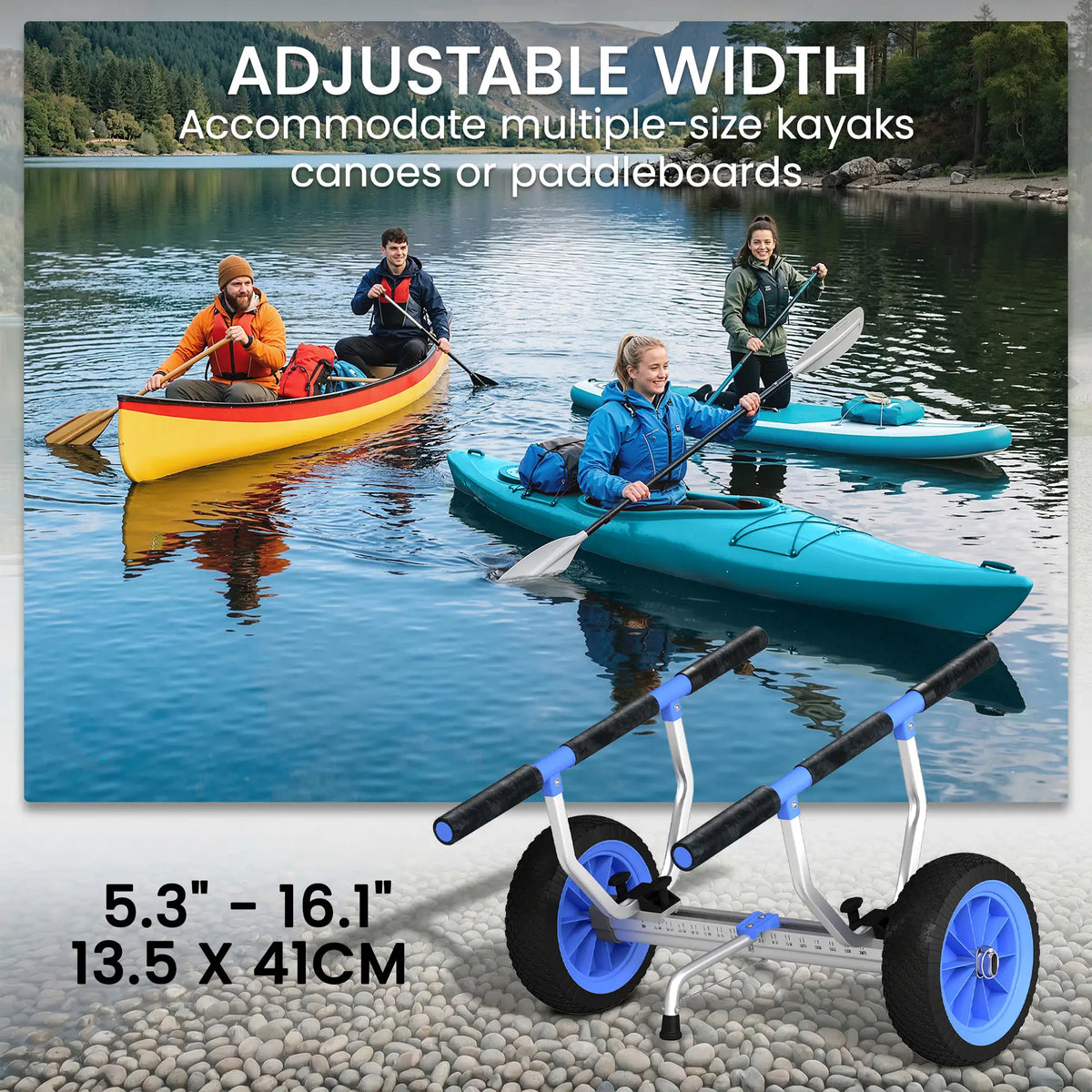 Kayak Cart Dolly, Adjustable Width, Sky Blue Kayak Carts at Gallery Canada
