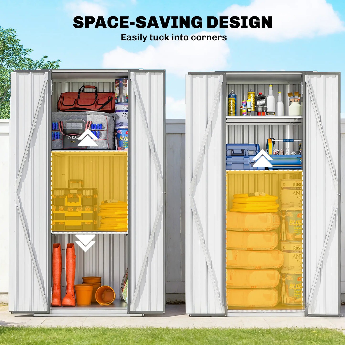Outdoor Storage Shed, Adjustable Shelves, Metal Garden Shed, Double Doors Sheds at Gallery Canada